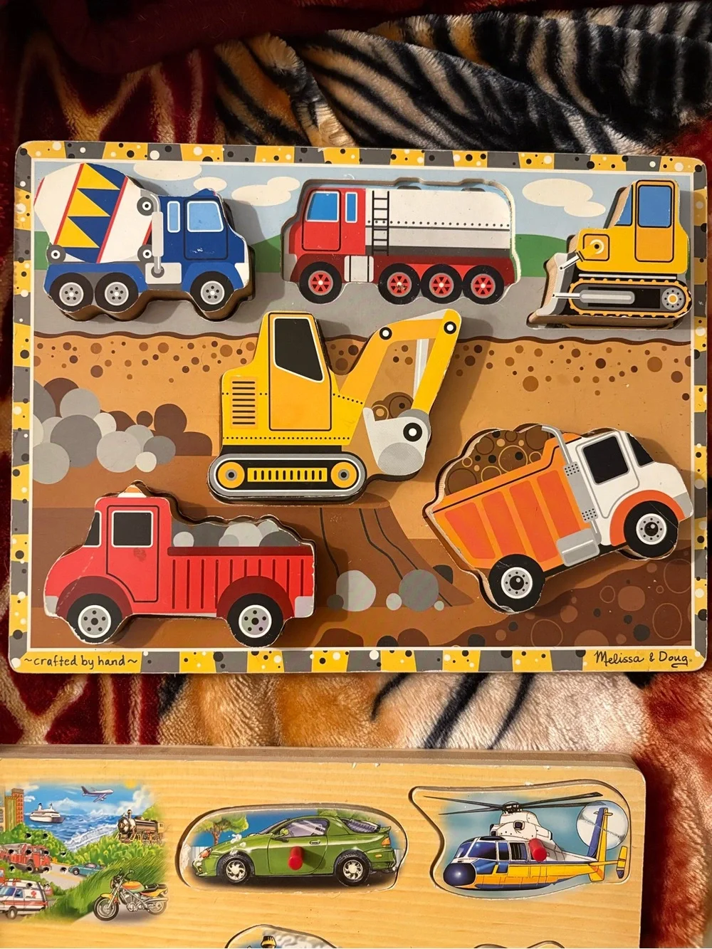 Melissa & Doug Wooden Puzzle Lot + Fisher Price Sound Puzzle Vehicles Animals